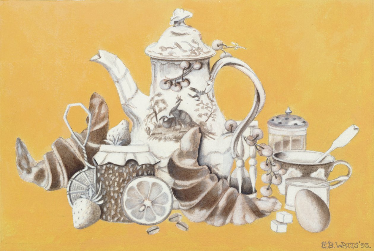Café da manhã, 1993 (acrílico sobre papel) de E.B. Watts