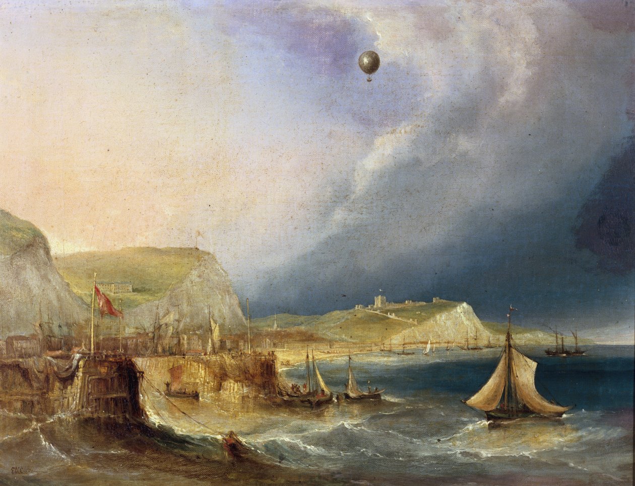 A Primeira Passagem do Balão, 7 de janeiro de 1785 de E.W. Cocks