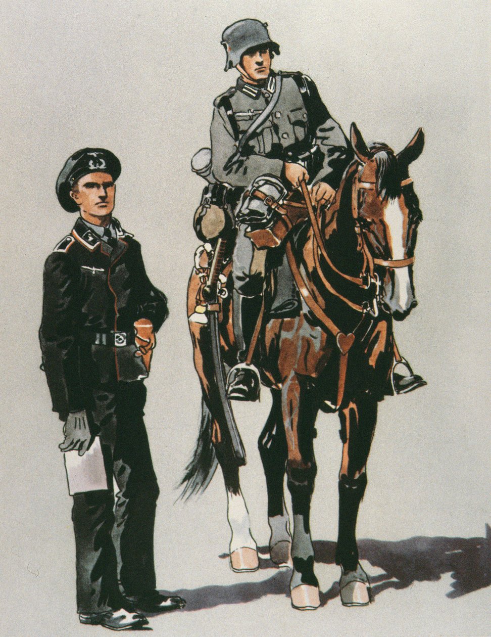 Oficial do tanque e soldado montado do exército alemão de E. (after) Dobrich