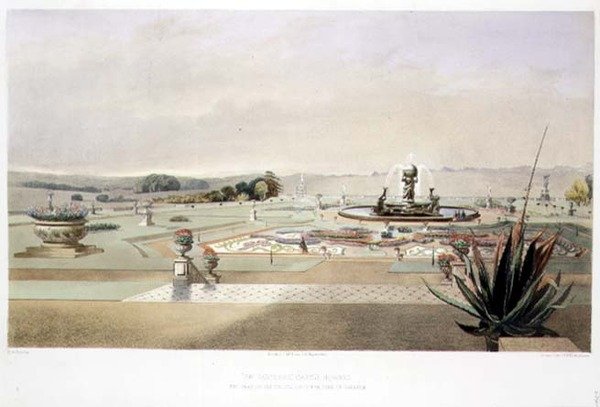 The Parterre, Castle Howard, pub. de Thomas McLean (litho) de E. Adveno Brooke