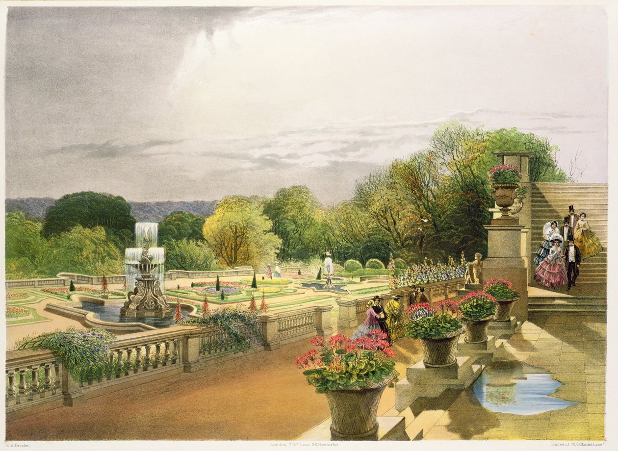 O Parterre, Harewood House perto de Leeds, pub. por Thomas McLean de E. Adveno Brooke