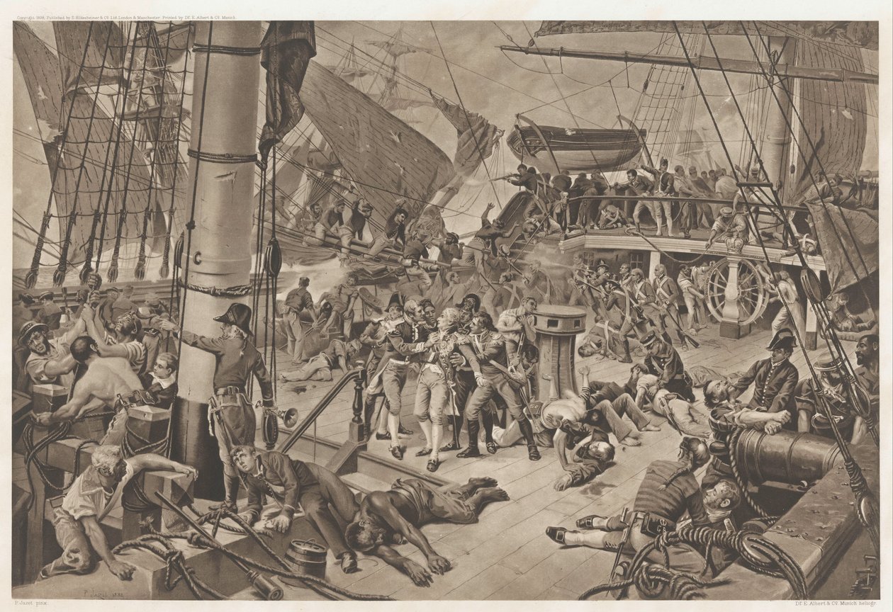 Batalha Naval de Trafalgar, 1805 Batalha de Trafalgar (título no objeto) de E. Albert and Co.