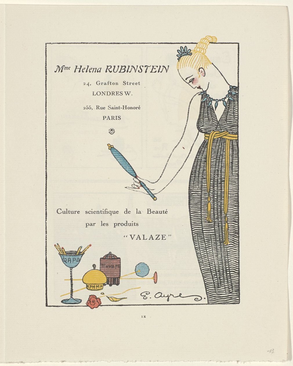 Gazette du Bon Ton, 1914 - No. 6, pág. IX: Propaganda Helena Rubinstein (título no objeto) de E. Ayres