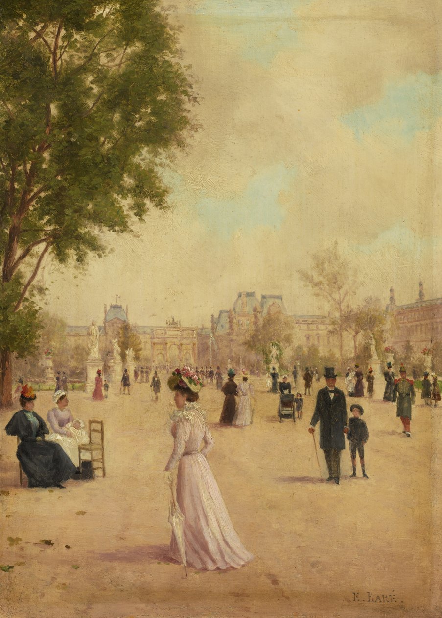 Jardins das Tulherias, depois de 1883 de E. Baré