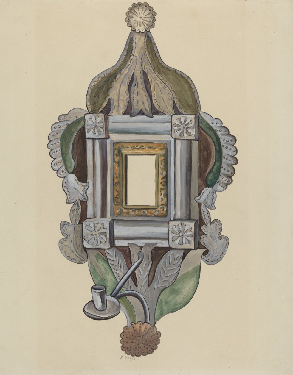 Arandela de vela com espelho de E. Boyd