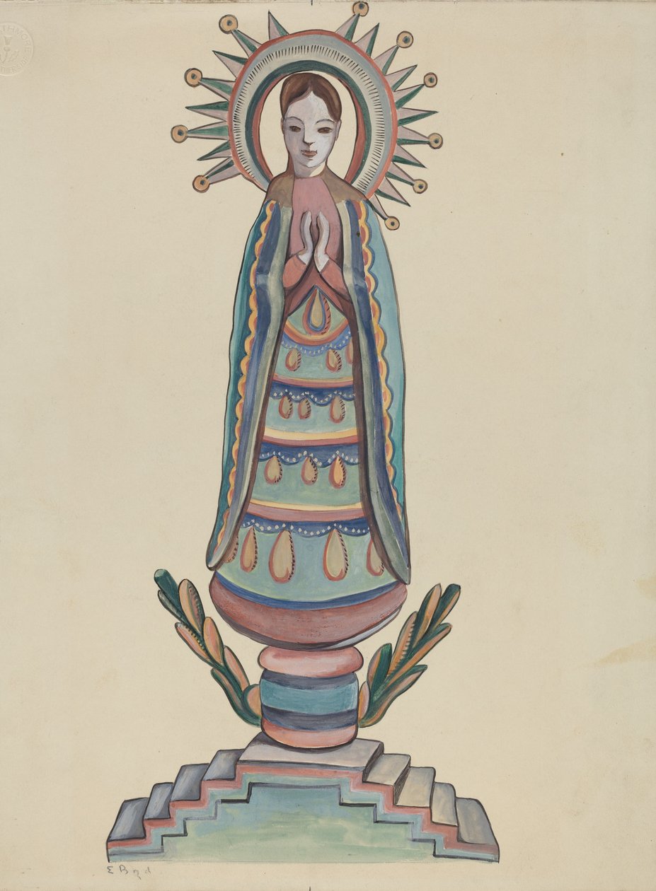Novo México, Bulto, Figura de madeira policromada, 19351942. de E. Boyd