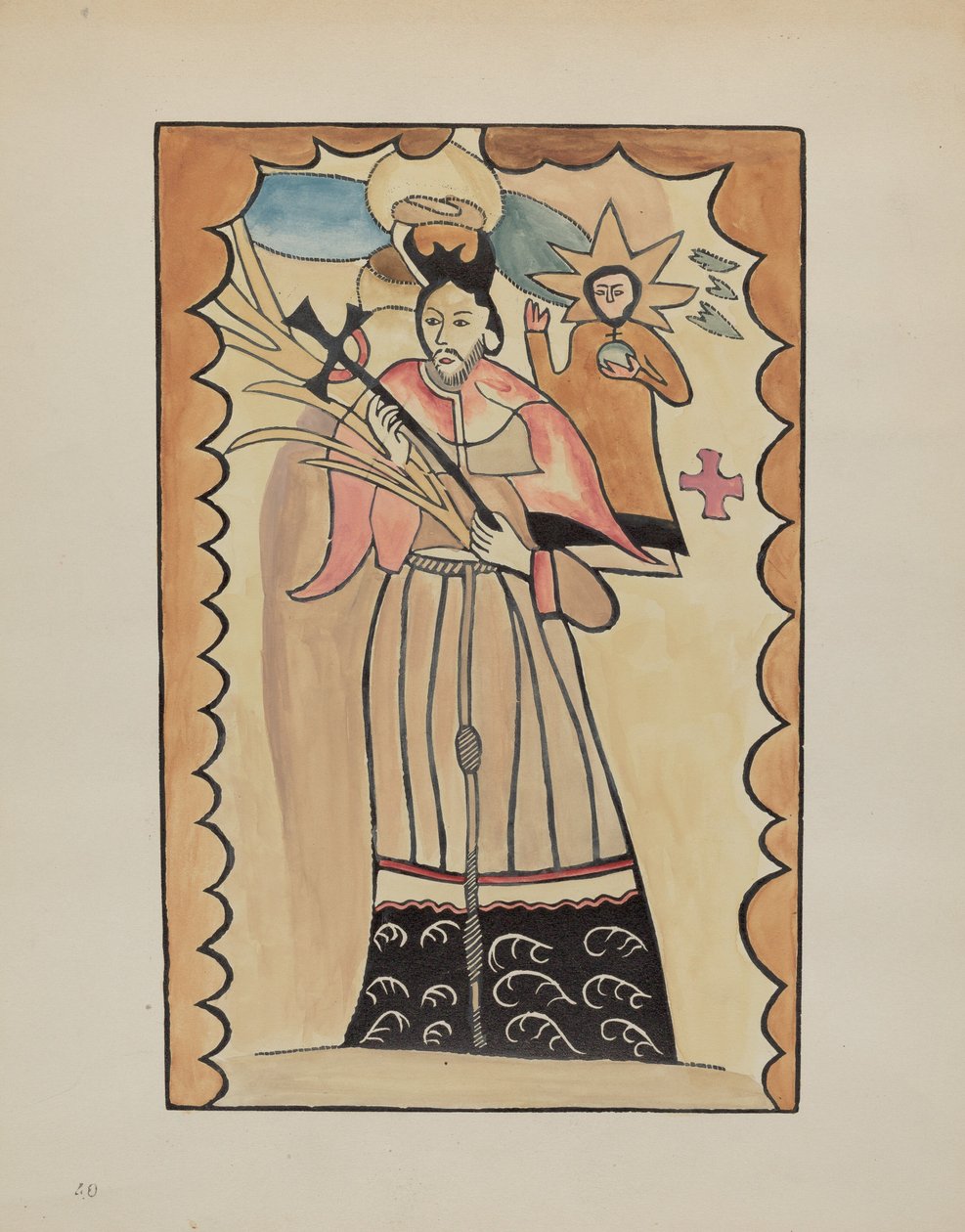 São João Nepomuceno-pintado em couro de búfalo antes de 1800, 1935-1942. de E. Boyd