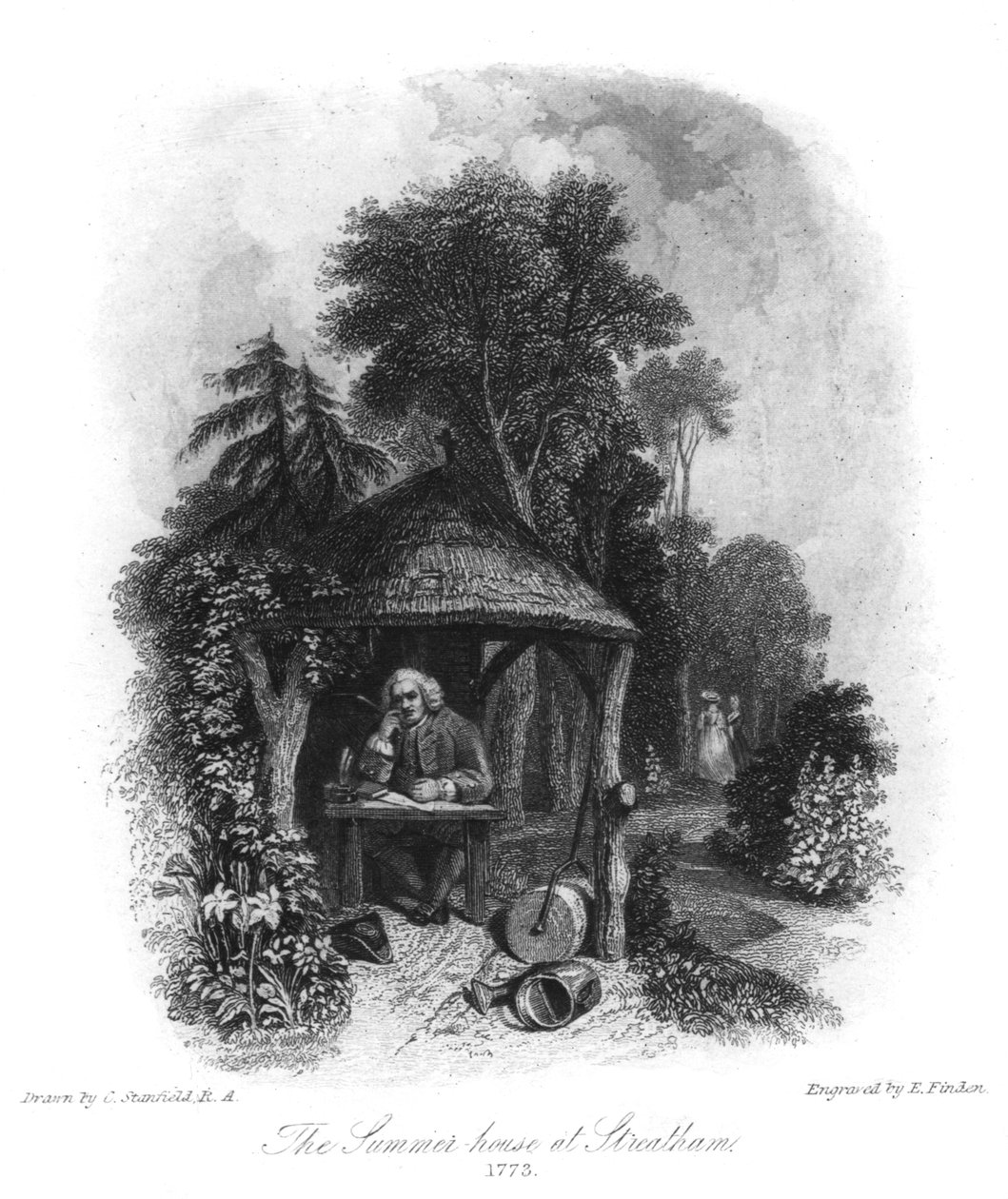 Casa de verão do Dr. Johnsons em Streatham, 1773, século XIX de E. Finden