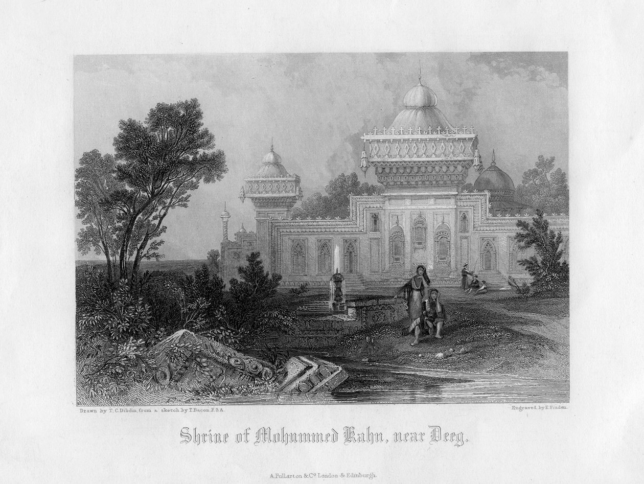 Santuário de Mohummed Kahn, perto de Deeg, Rajastão, Índia, meados do século XIX. de E. Finden