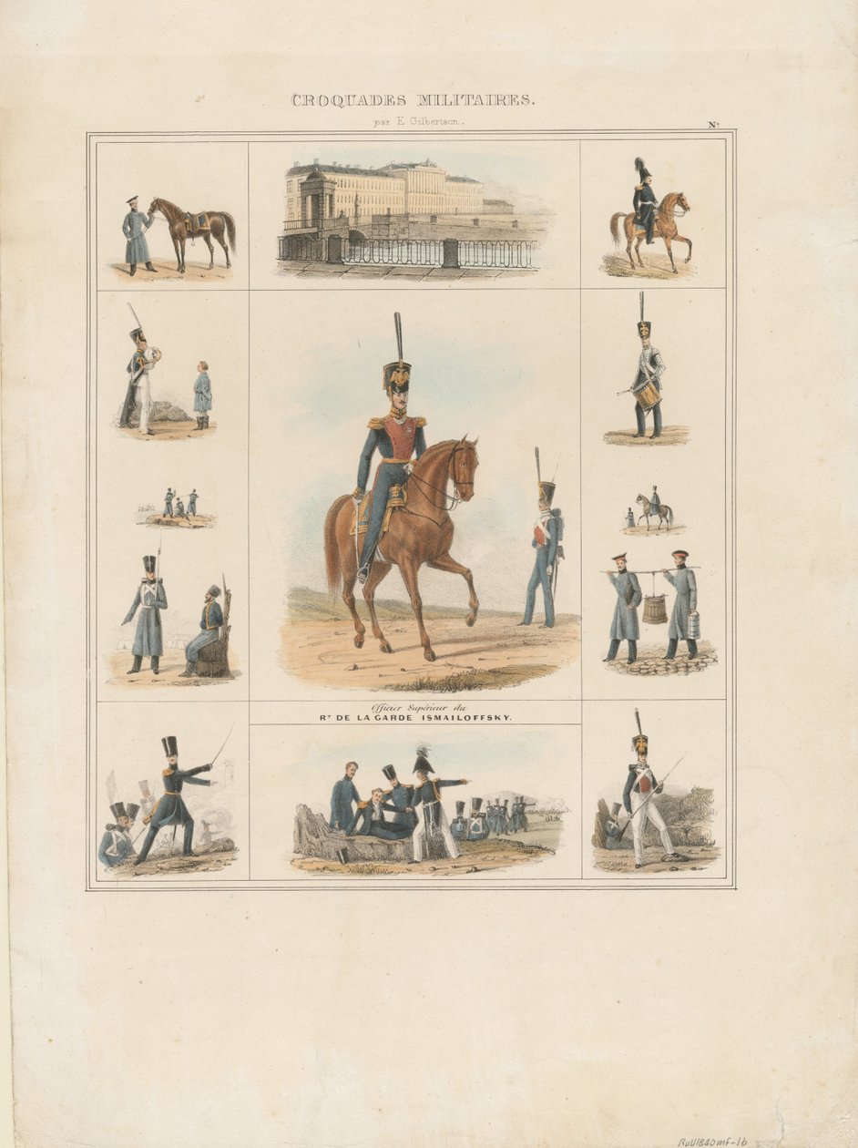 Uniformes de gala do Regimento Izmailovsky, 1840 de E. Gilbertson