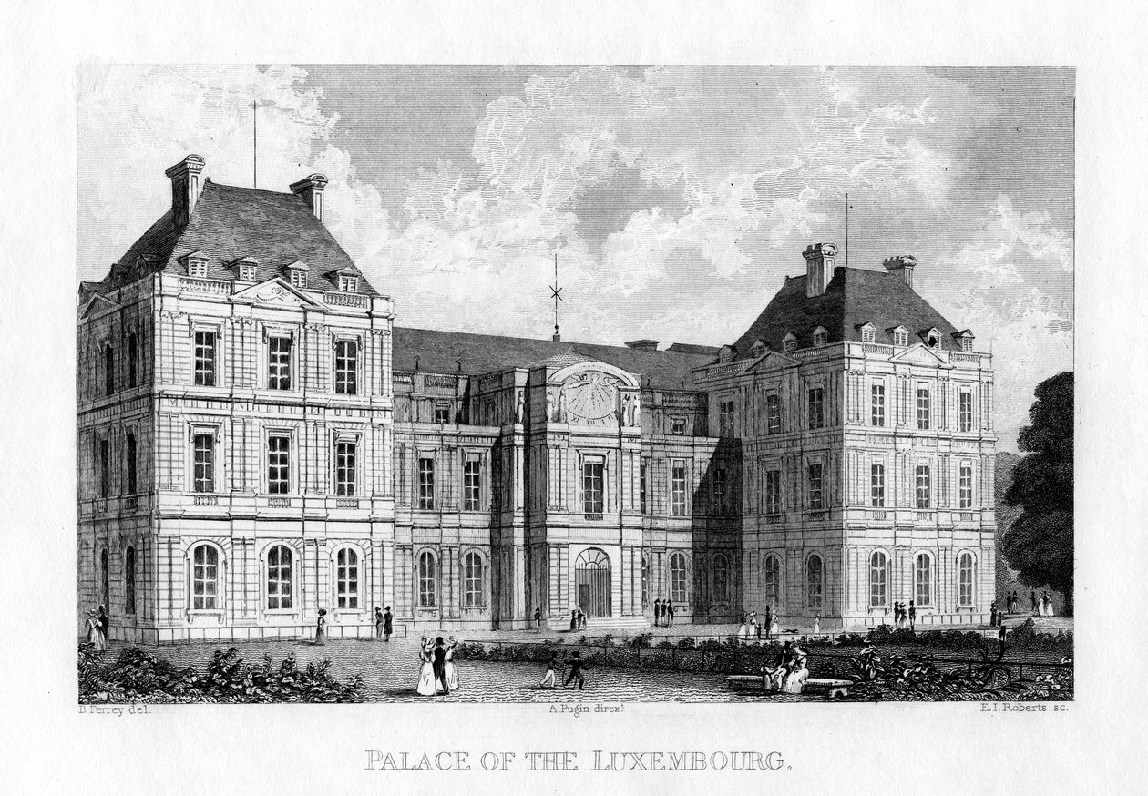Palácio de Luxemburgo, Paris, c1830. de E. I. Roberts