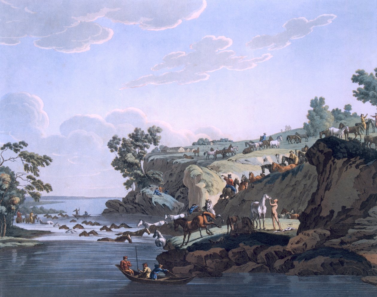 Cavalos atravessando um rio, 1812-13 de E. Karnejeff