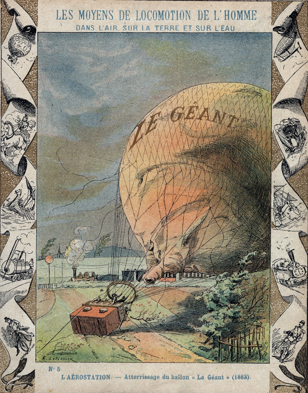 Queda do aerostato Le Giant perto de Hanôver - Outubro 1863 de E. Letellier