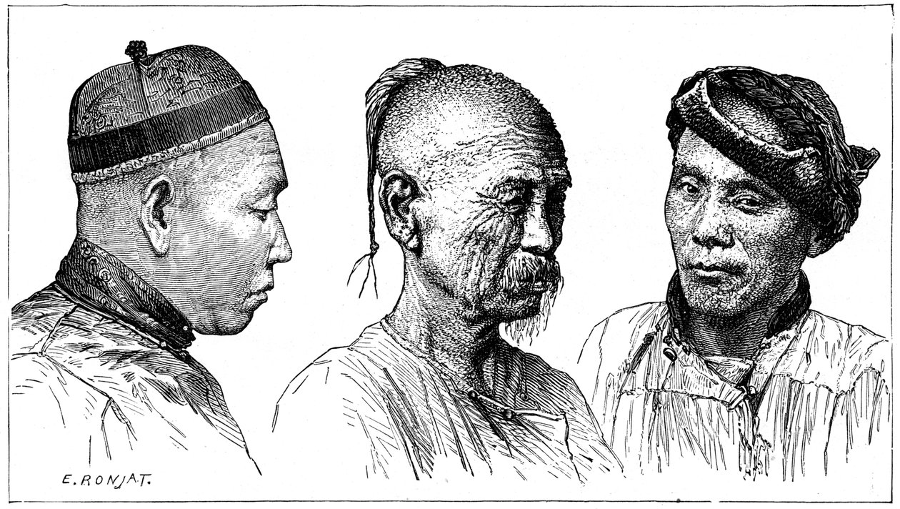 Retratos chineses, século XIX de Etienne Antoine Eugene Ronjat