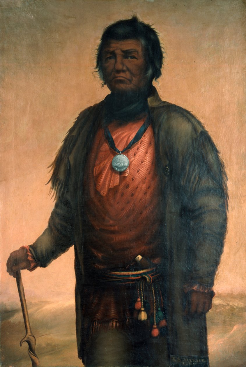 Retrato de Shabbona, chefe de Potawatomi, 1859 de E. S. Webber