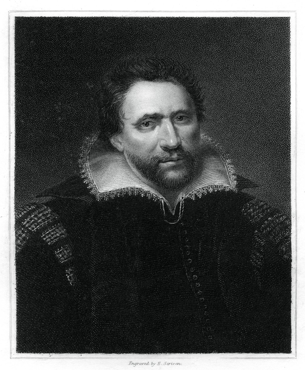 Benjamin Jonson, dramaturgo, poeta e ator inglês do Renascimento, 1834. de E. Scriven