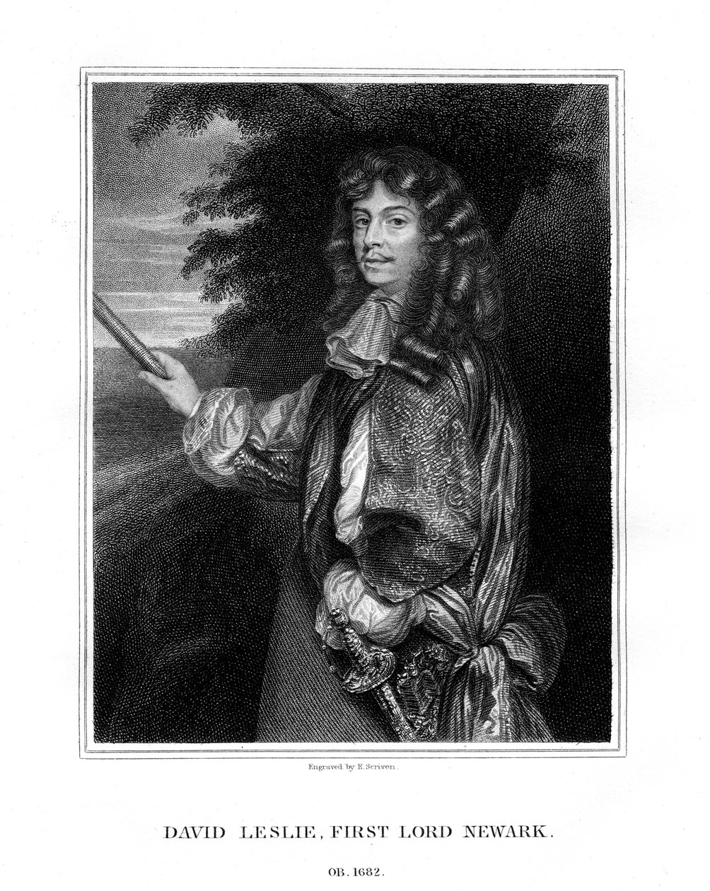 David Leslie, lorde Newark, oficial da cavalaria escocesa, 1827. de E. Scriven