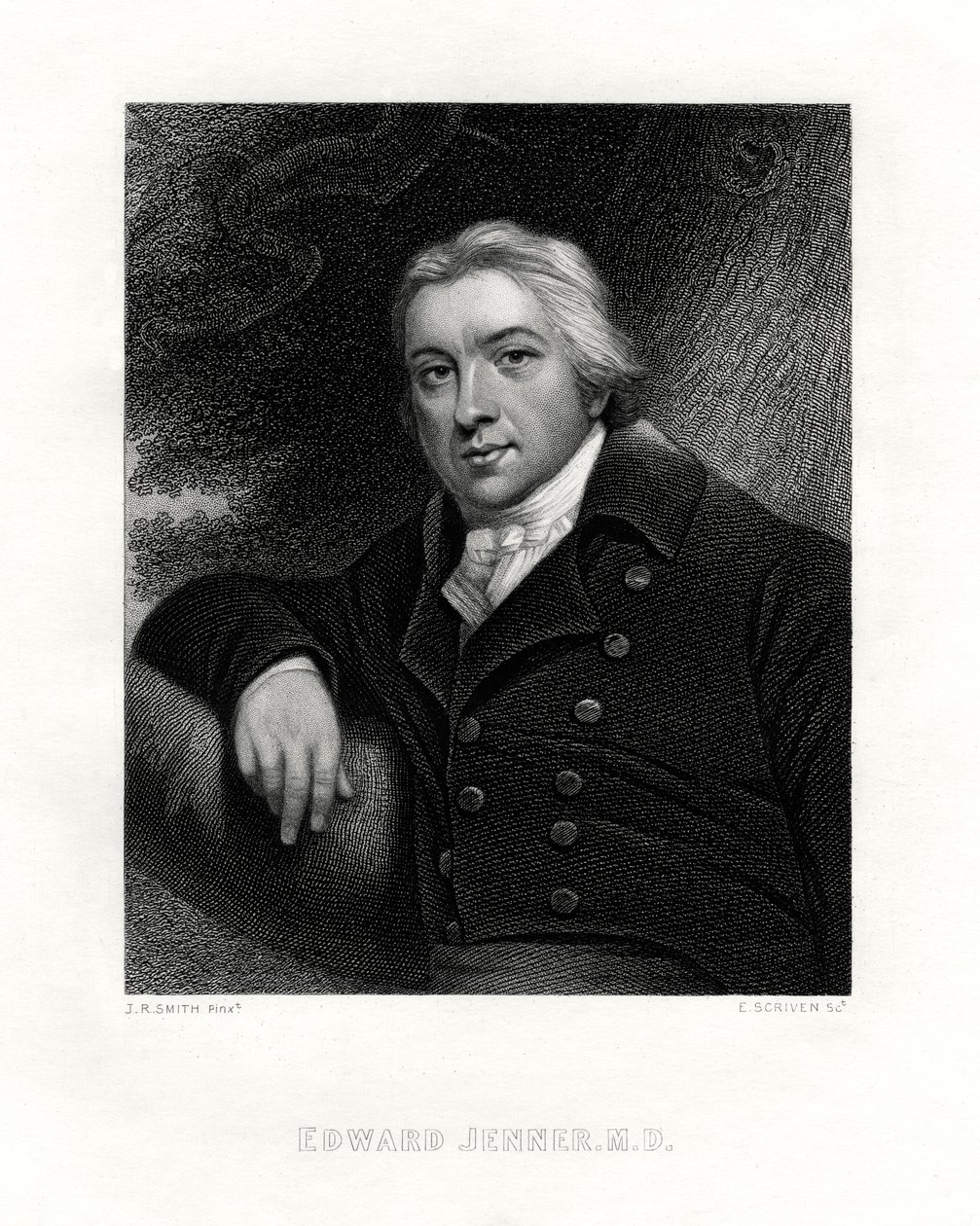 Edward Jenner, médico inglês do país, século XIX. de E. Scriven
