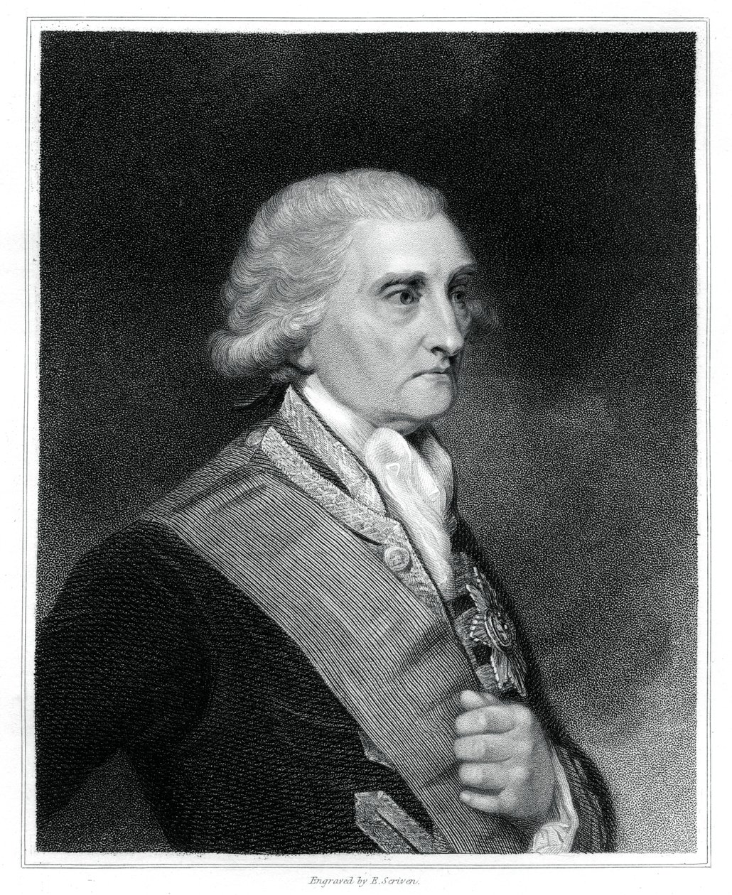 George Brydges Rodney, 1º Barão Rodney, oficial da Marinha Britânica, 1833. de E. Scriven