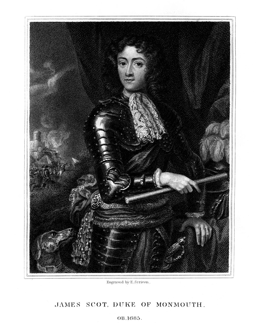 James Scott, 1º Duque de Monmouth, reconhecido por alguns como James II da Inglaterra, 1826. de E. Scriven