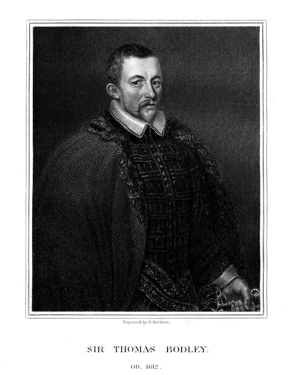 Sir Thomas Bodley, fundador inglês da Biblioteca Bodleian, 1823 de E. Scriven