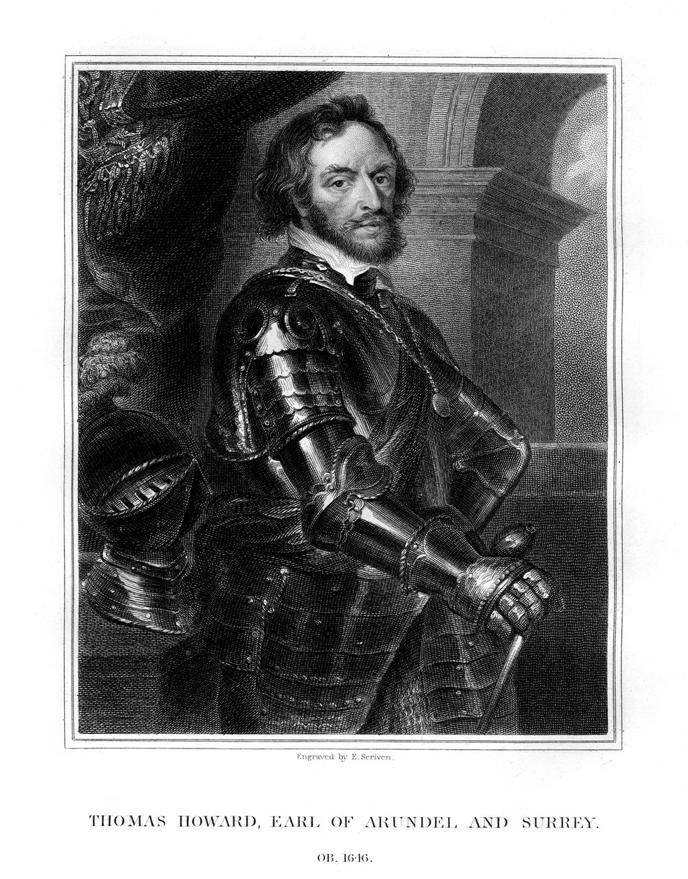 Thomas Howard, conde de Arundel e Surrey, cortesão inglês proeminente, 1823. de E. Scriven