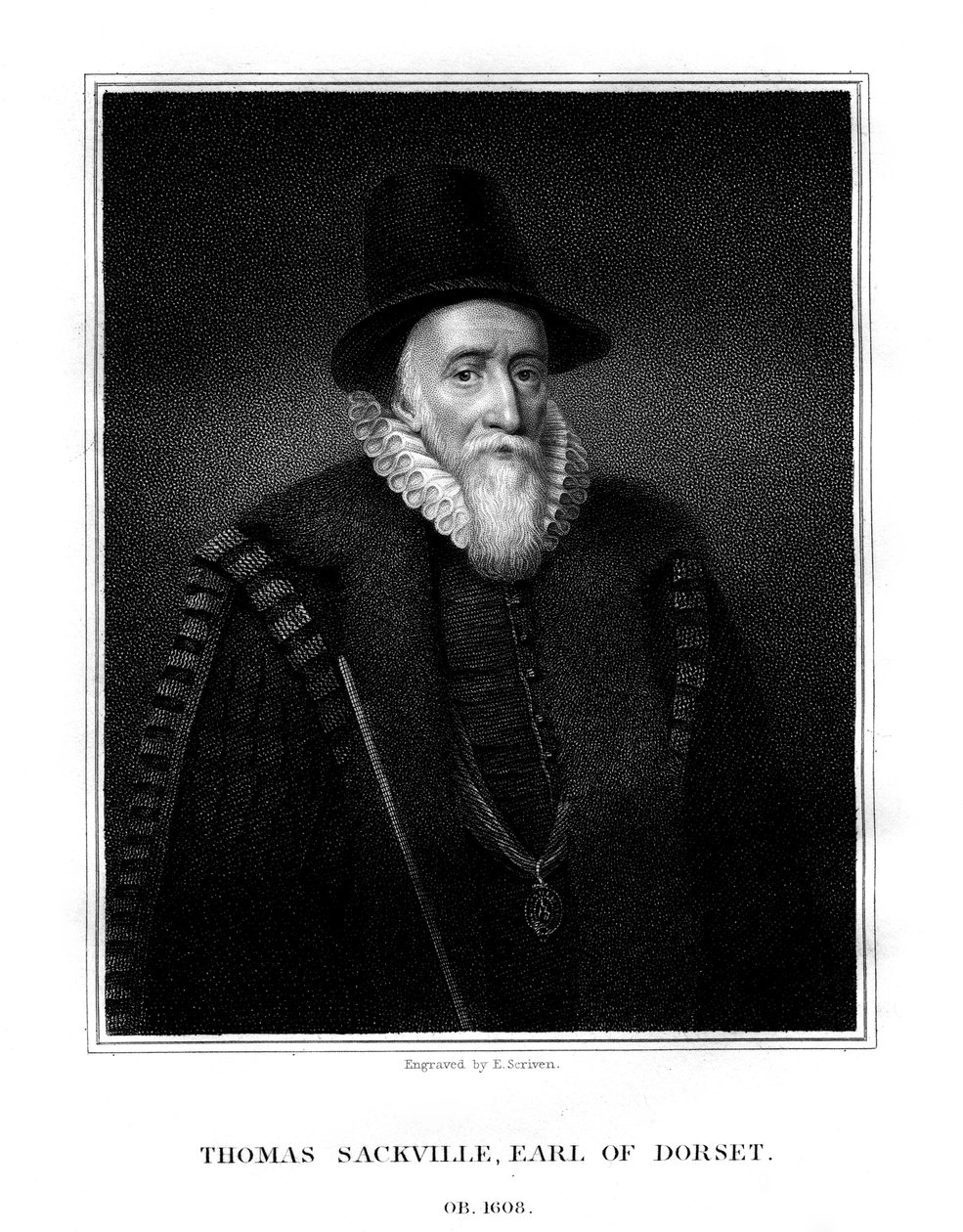 Thomas Sackville, 1º conde de Dorset, estadista e poeta inglês, 1824. de E. Scriven