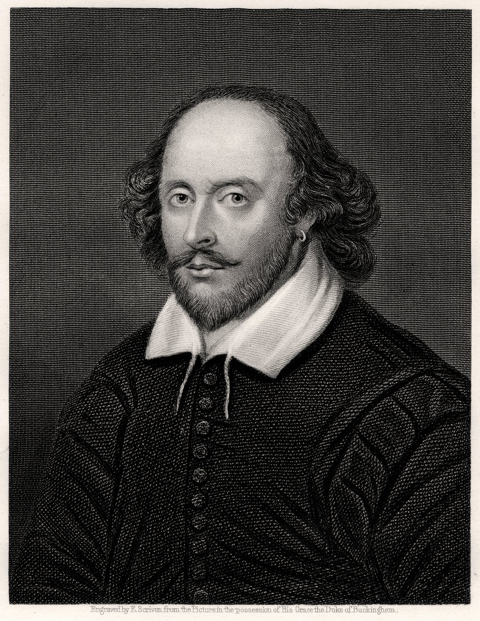 William Shakespeare, dramaturgo inglês, século XIX de E. Scriven