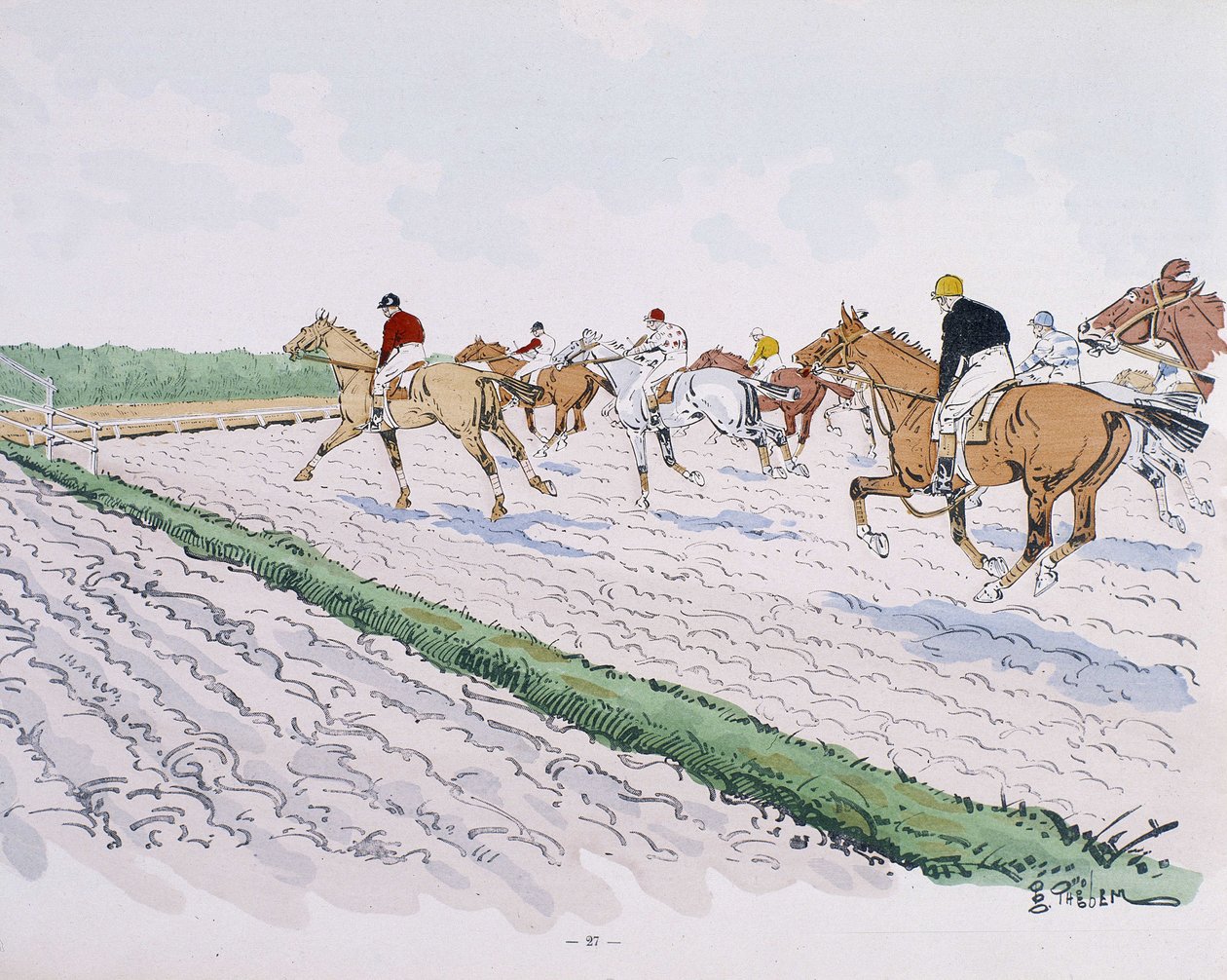 Corrida de cavalos - desenho por Thelem de E. Thelem