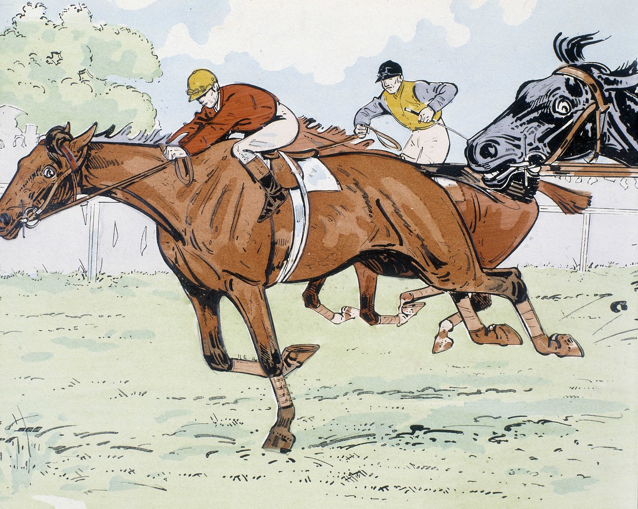 Cavalos de corrida - desenho por Thelem de E. Thelem