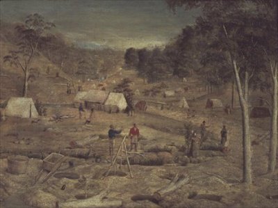 Campo de mineração em Bathurst, c.1851 de E. Tulloch