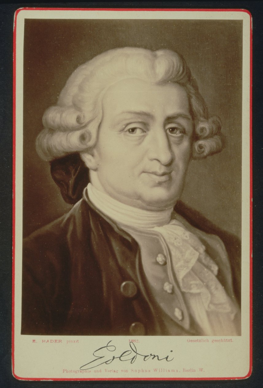 Retrato de Carlo Goldoni (1707-93) (versão para impressão) de E. after Hadler