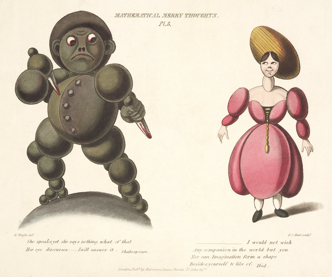 Pl.3 de Mathematical Merry Thoughts, gravado por FC Hunt, c.1820-30 de E. after Wright