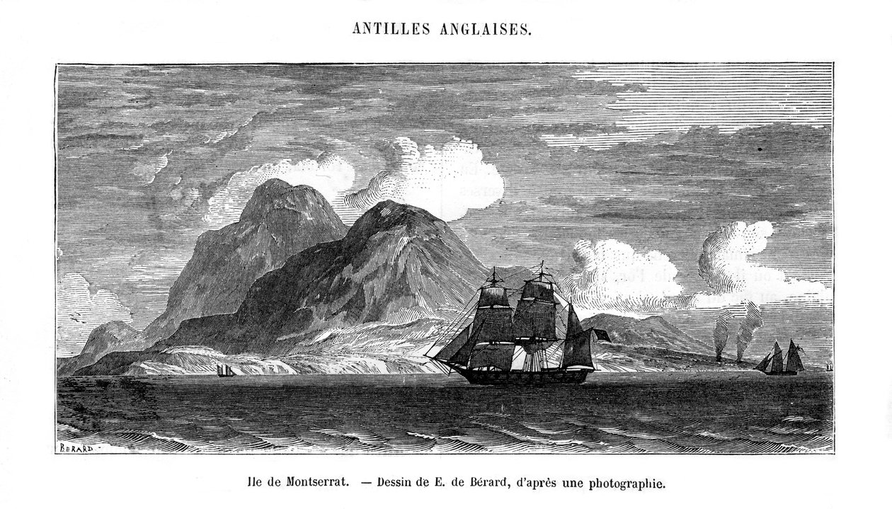 A ilha de Montserrat no Mar do Caribe, século XIX de E de Berard