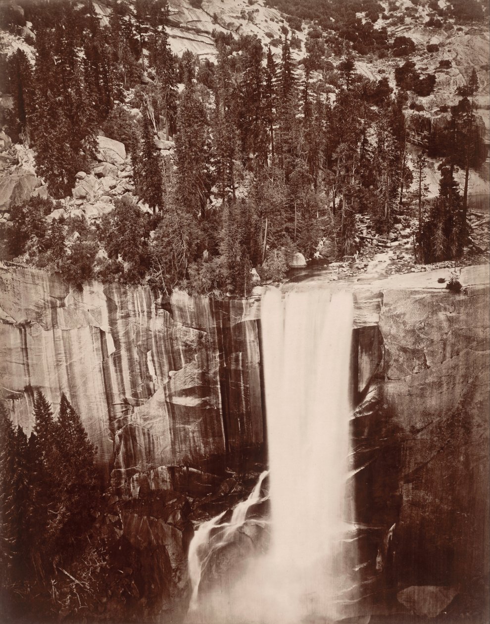 Pi-Wi-Ack (chuva de estrelas), queda vernal, 400 pés, vale de Yosemite de Eadweard Muybridge