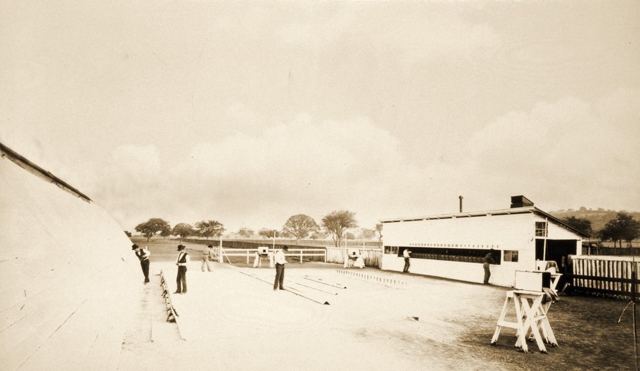 Visão geral da trilha experimental, do plano de fundo e das câmeras usadas para filmar a série "Locomoção Animal", c.1881 de Eadweard Muybridge