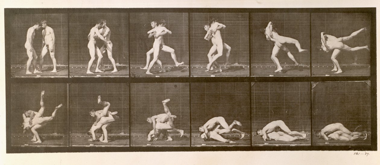 Two Men Wrestling, placa 347 de &39;Animal Locomotion&39;, 1887 de Eadweard Muybridge