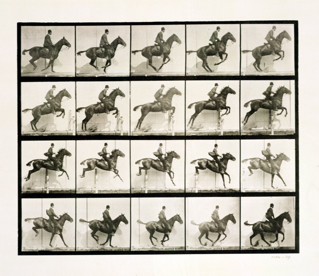 Homem e cavalo pulando uma cerca, 1887 de Eadweard Muybridge