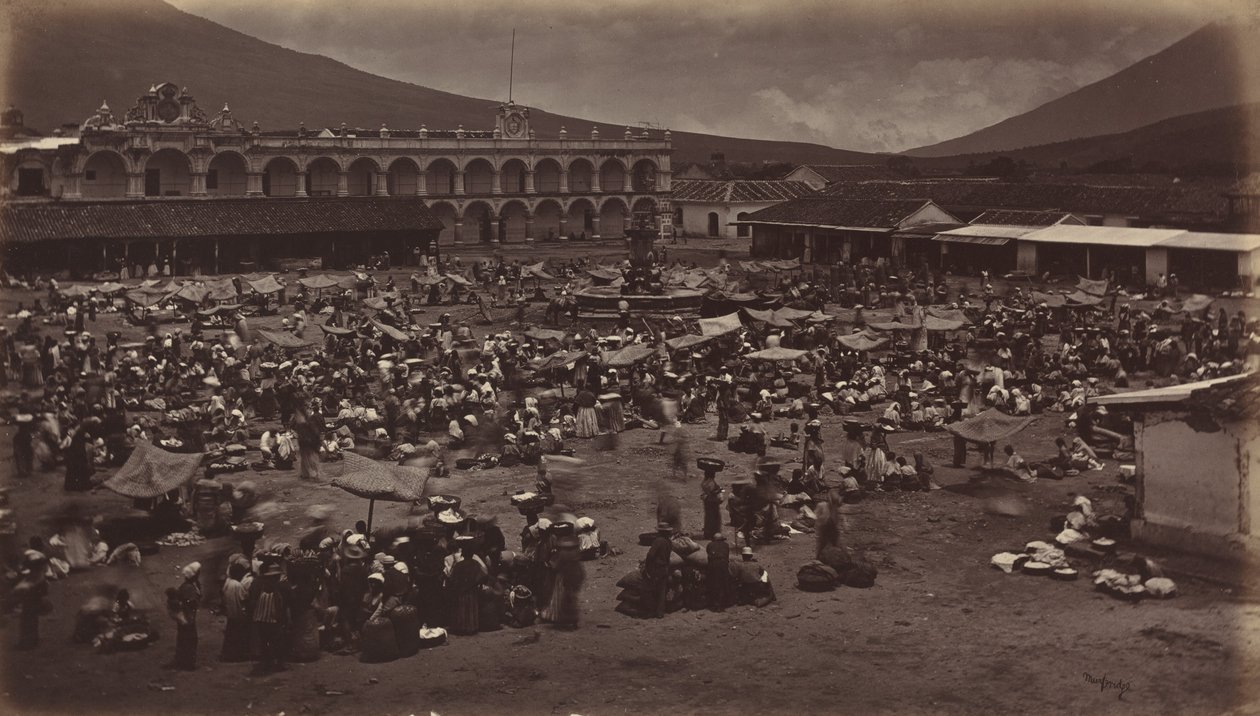 Plaza e Palácio do Vice-rei-Antígua de Guatemala, 1877. de Eadweard Muybridge