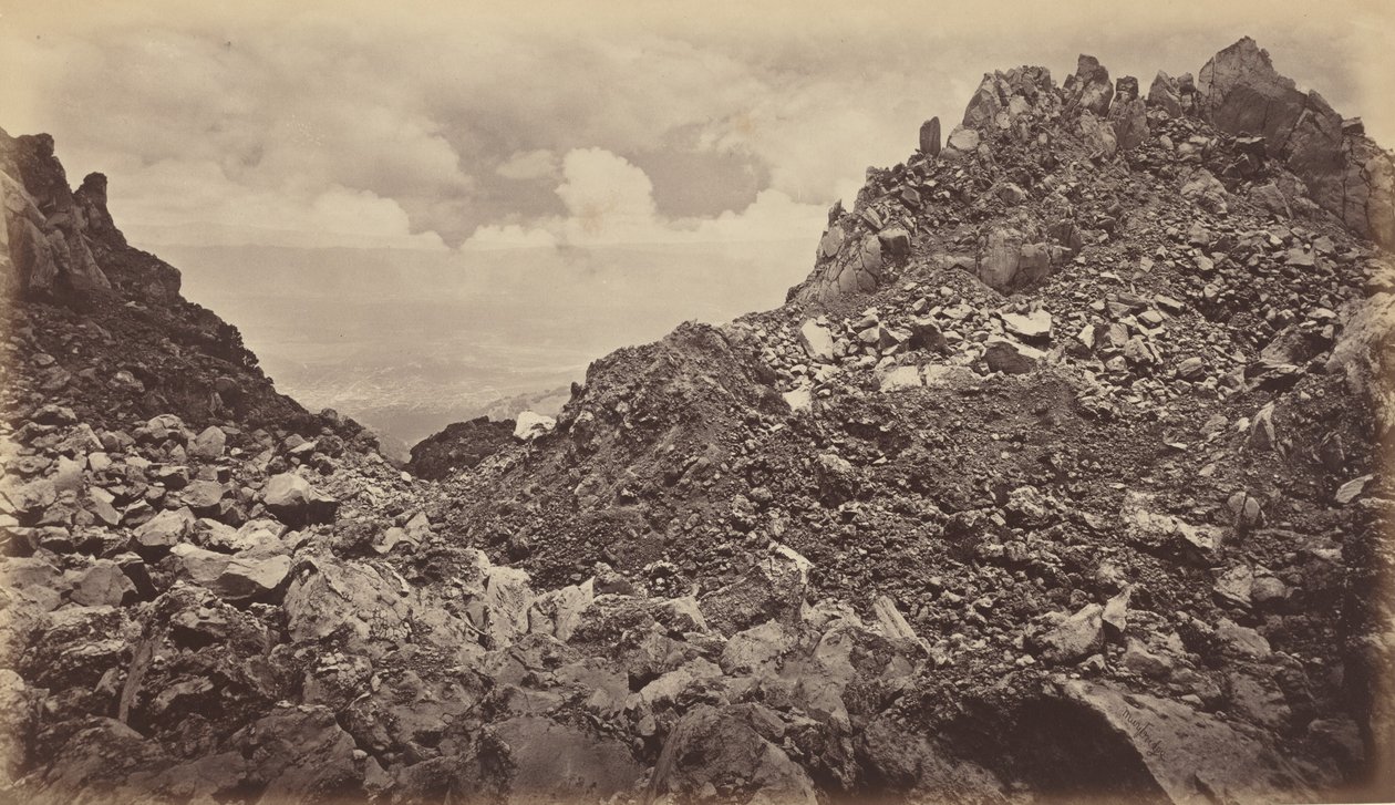 Quezaltenango da cratera de um vulcão, 1877. de Eadweard Muybridge