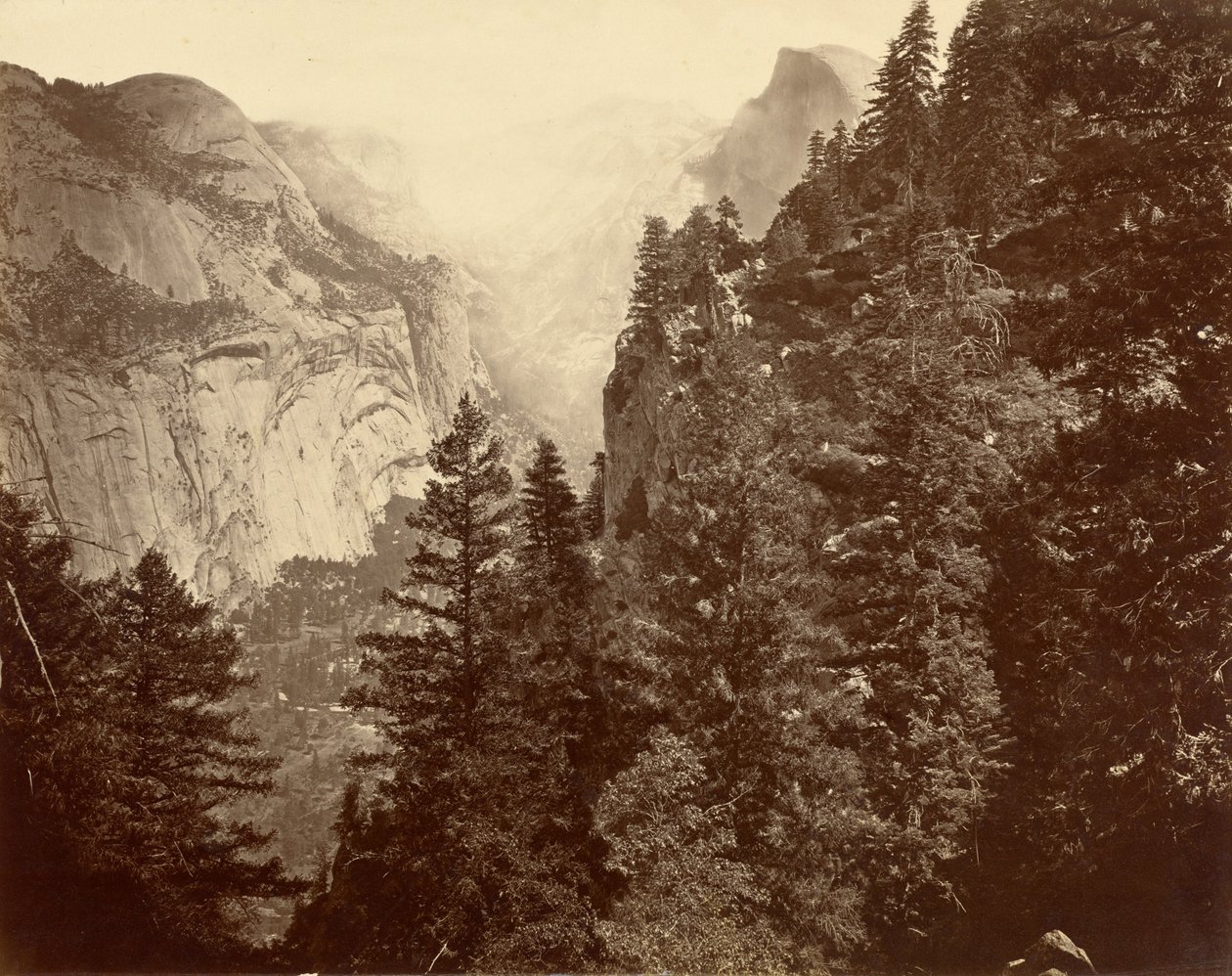 Tenaya Canyon de Union Point, Vale do Yosemite, 1872. de Eadweard Muybridge