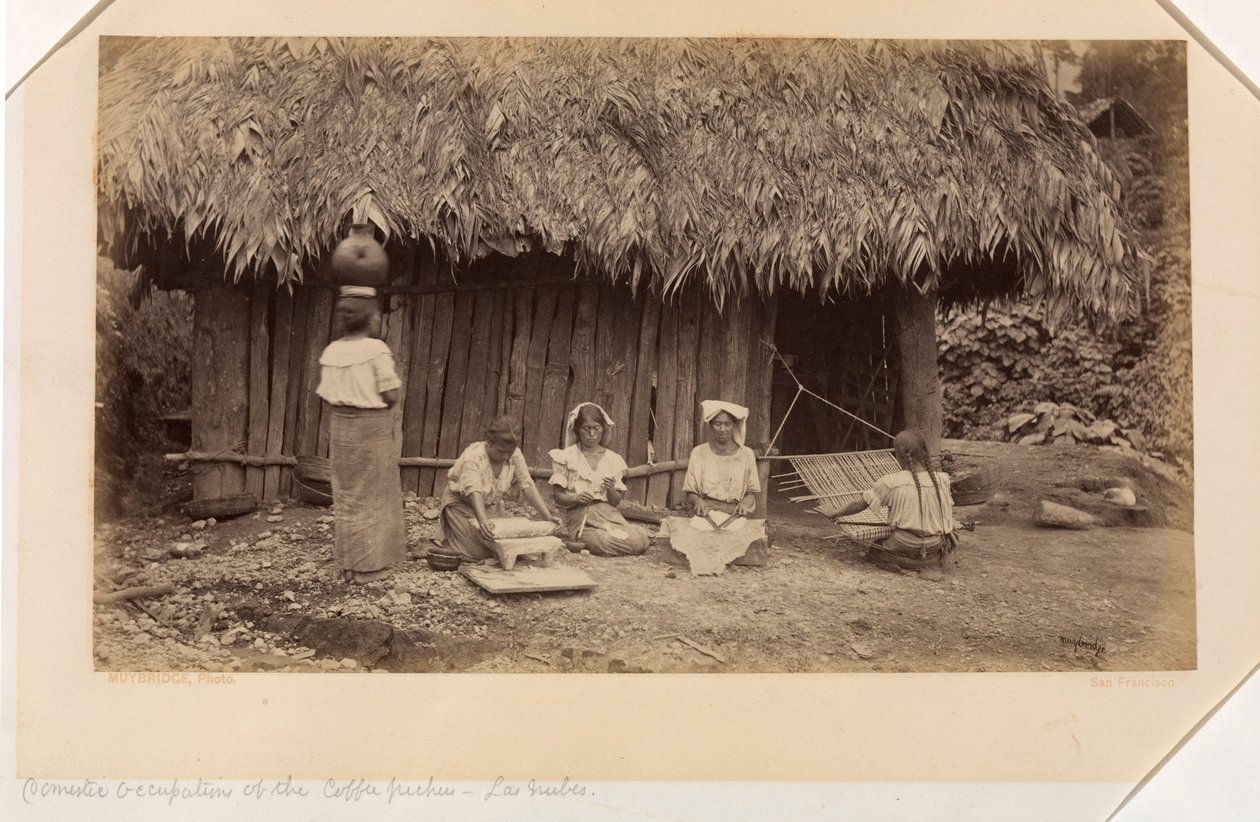 Ocupações domésticas dos colhedores de café, Las Nubes, Guatemala de Eadweard Muybridge
