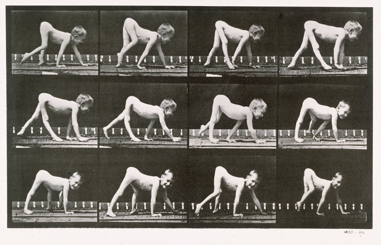 Menino deficiente rastejando, prato 539 de &39;Animal Locomotion&39;, 1887 de Eadweard Muybridge