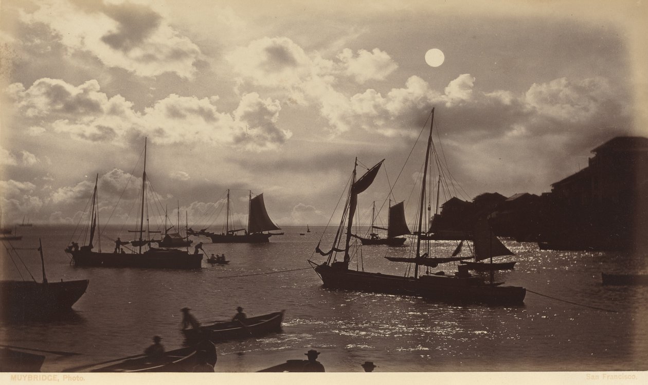 Efeito do luar - Baía do Panamá, 1877 (foto) de Eadweard Muybridge
