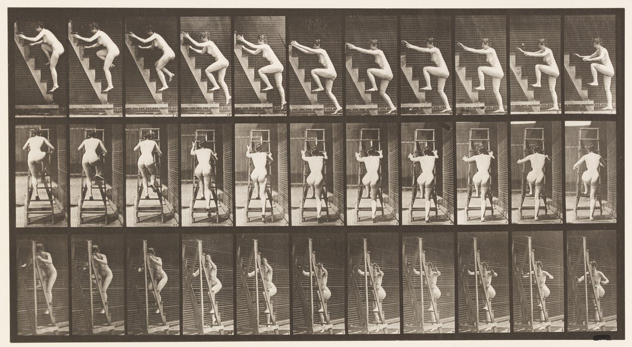 Placa 110. Escada ascendente, dois degraus de cada vez de Eadweard Muybridge