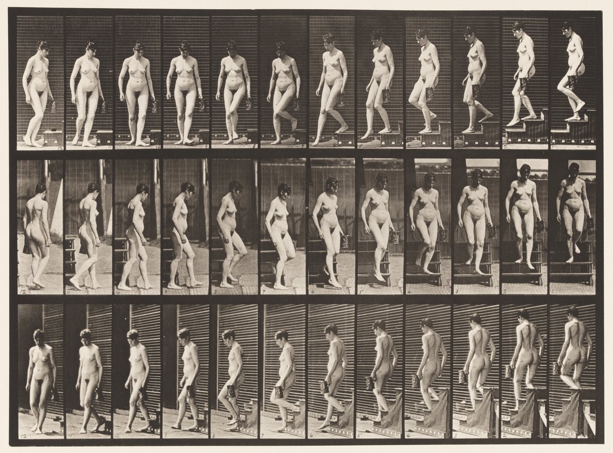Placa 138. Torneamento descendente das escadas; Jarro na Mão Esquerda de Eadweard Muybridge