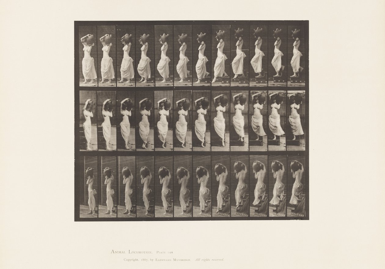 Placa 146. Inclinação descendente, jarro de água girando no ombro esquerdo de Eadweard Muybridge