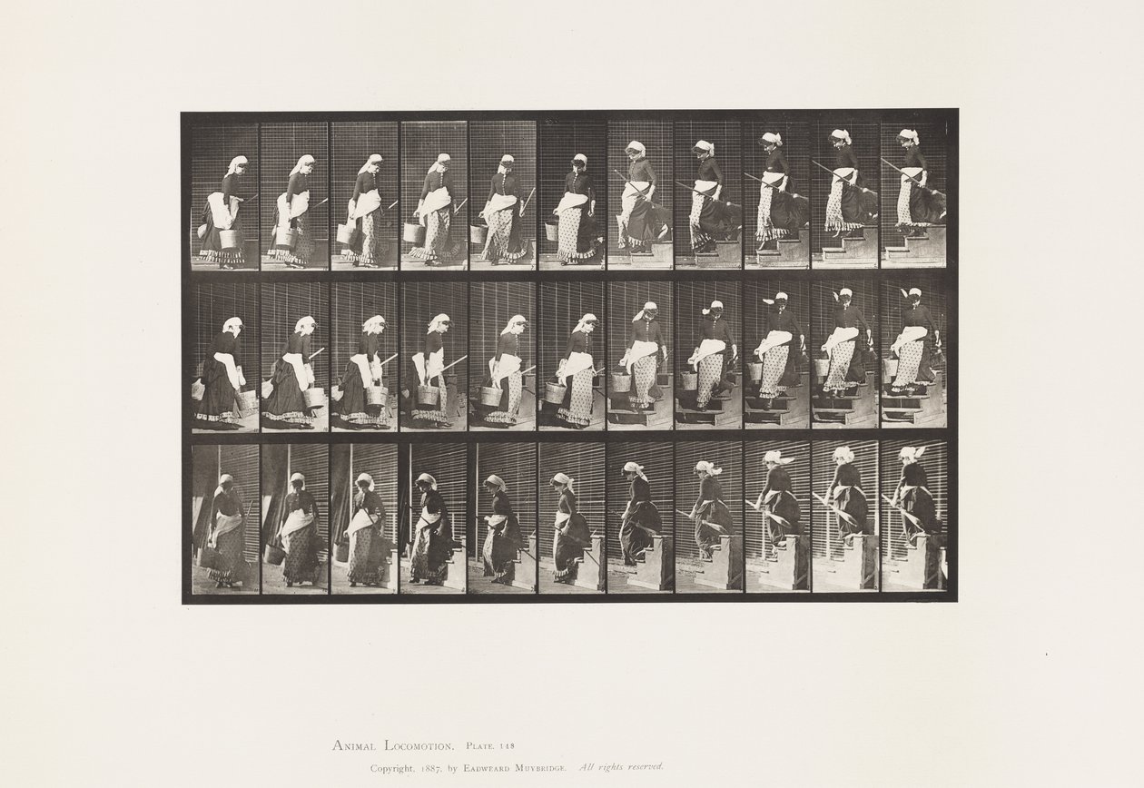Prato 148. Descer escadas, virar balde de água de Eadweard Muybridge