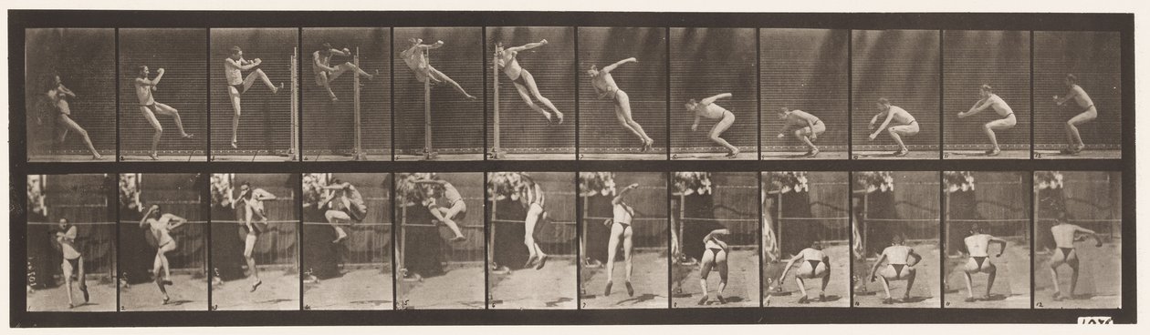 Placa 157. Saltando; Corrida Twist High Jump de Eadweard Muybridge