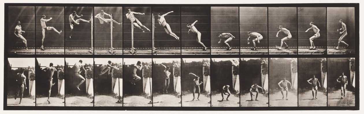 Placa 158. Salto; Running Twist High Jump (Calçados) de Eadweard Muybridge